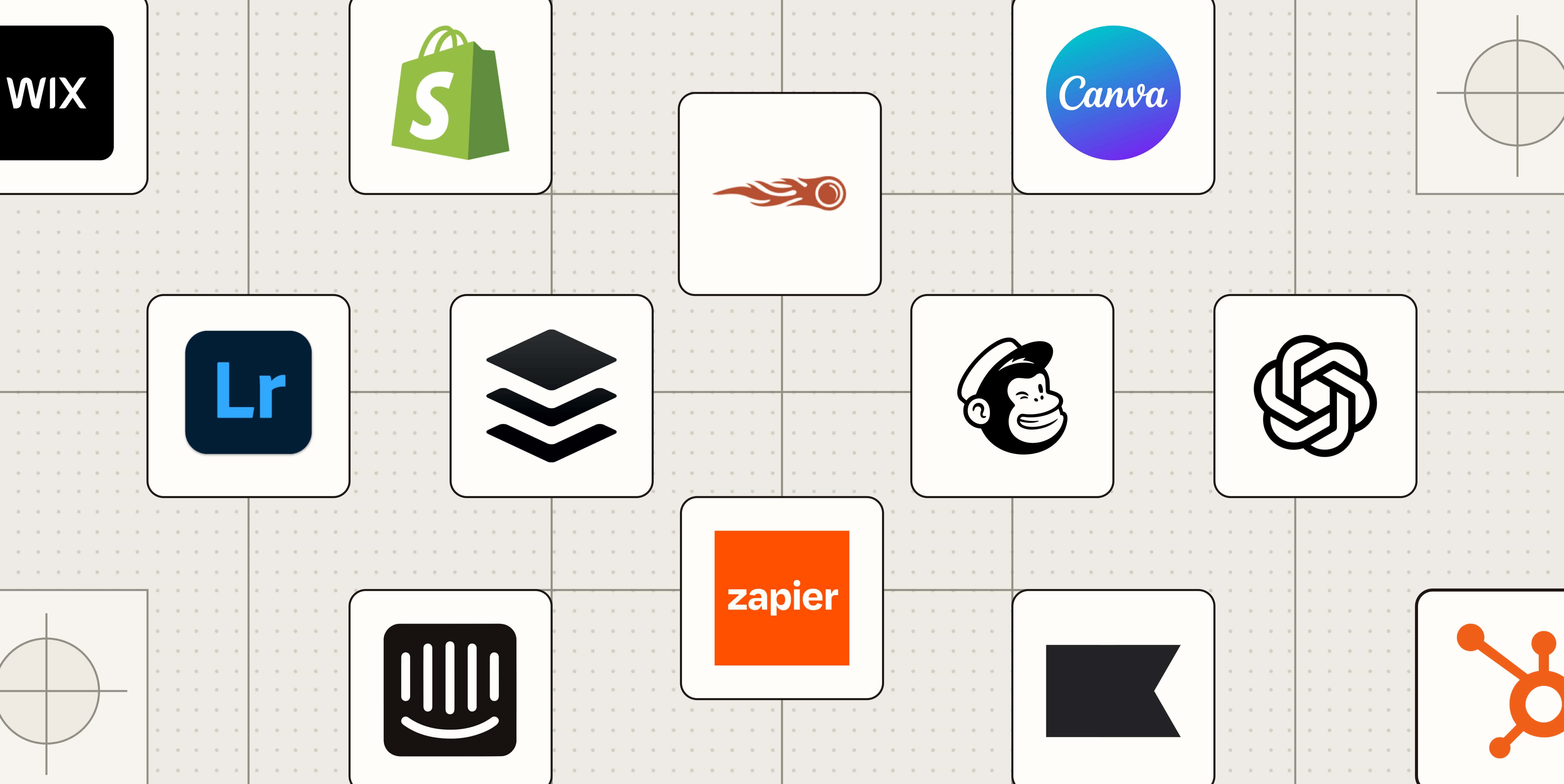 Hero image with icons of the best digital marketing tools