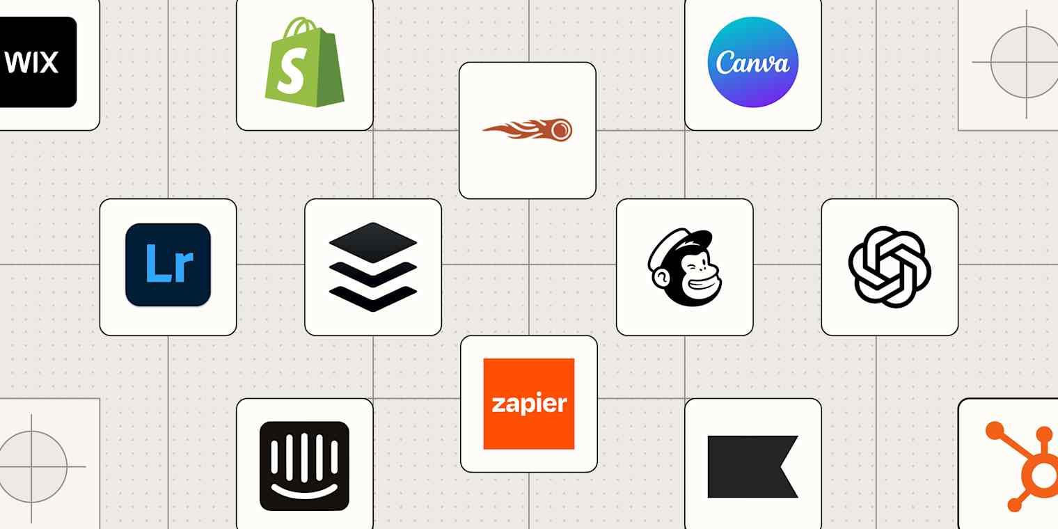 Hero image with icons of the best digital marketing tools