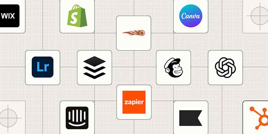 Hero image with icons of the best digital marketing tools