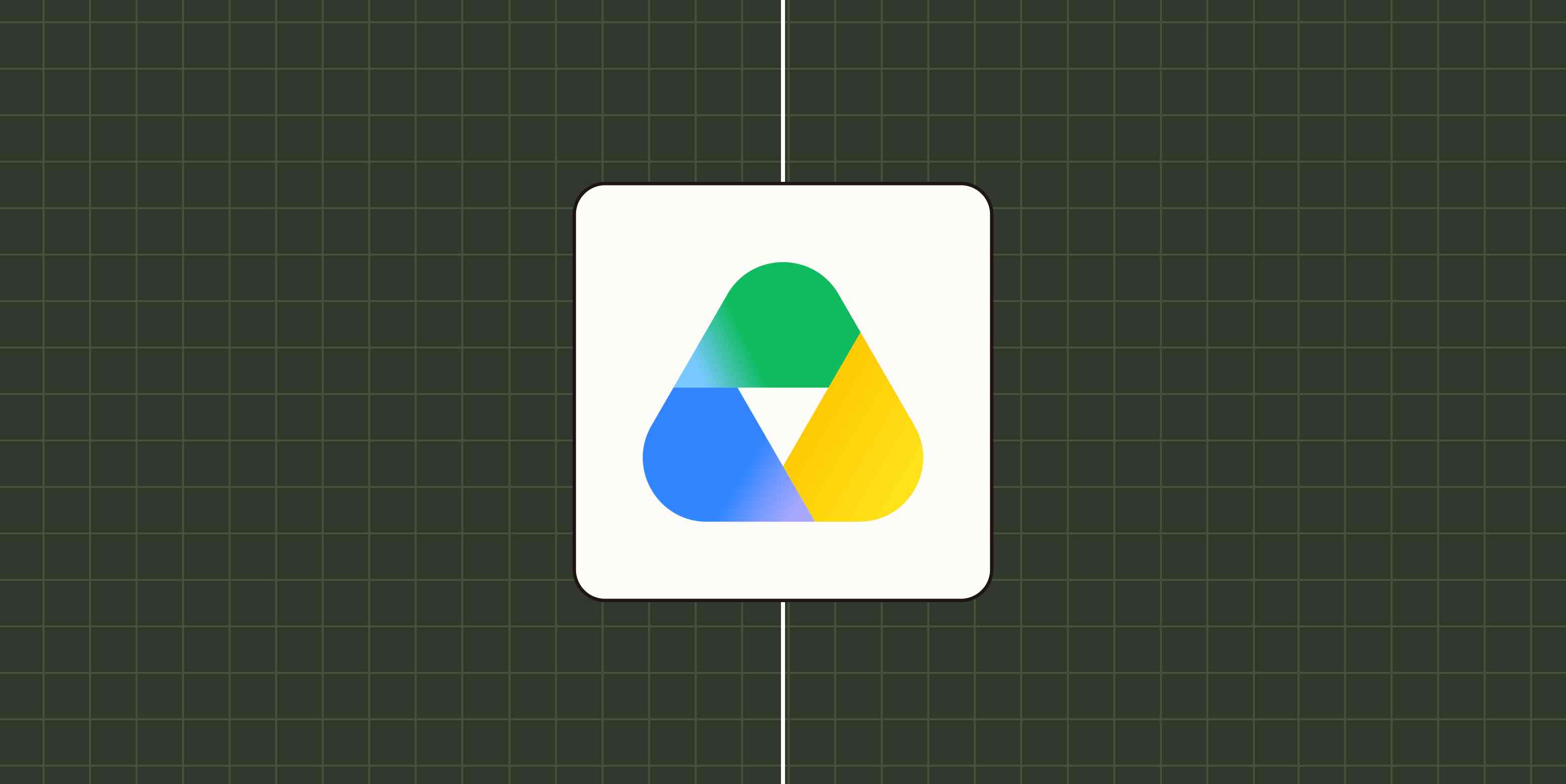 Google Drive logo against a dark green checkered background.