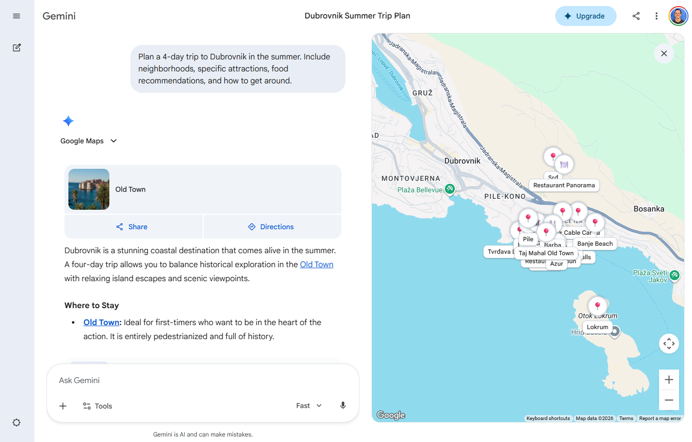 Google Maps in Gemini
