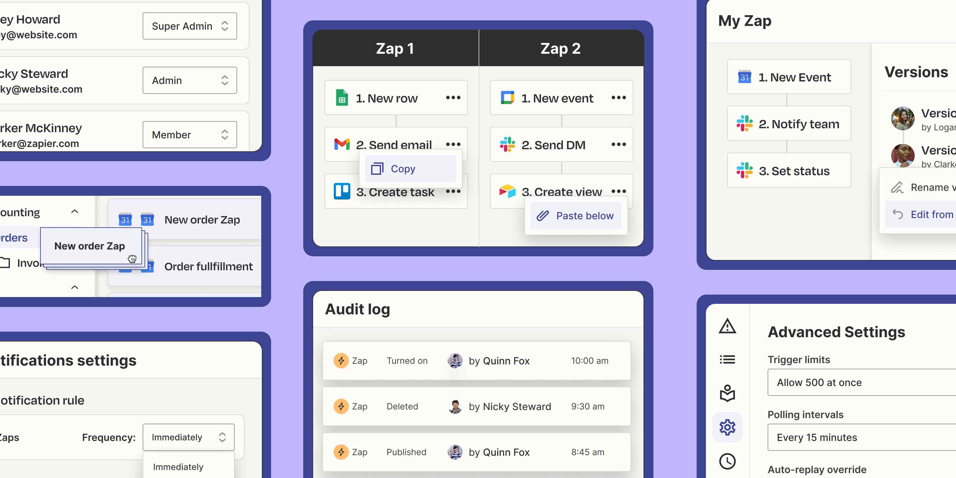 Collage of Zapier's newest product features for April 2023.