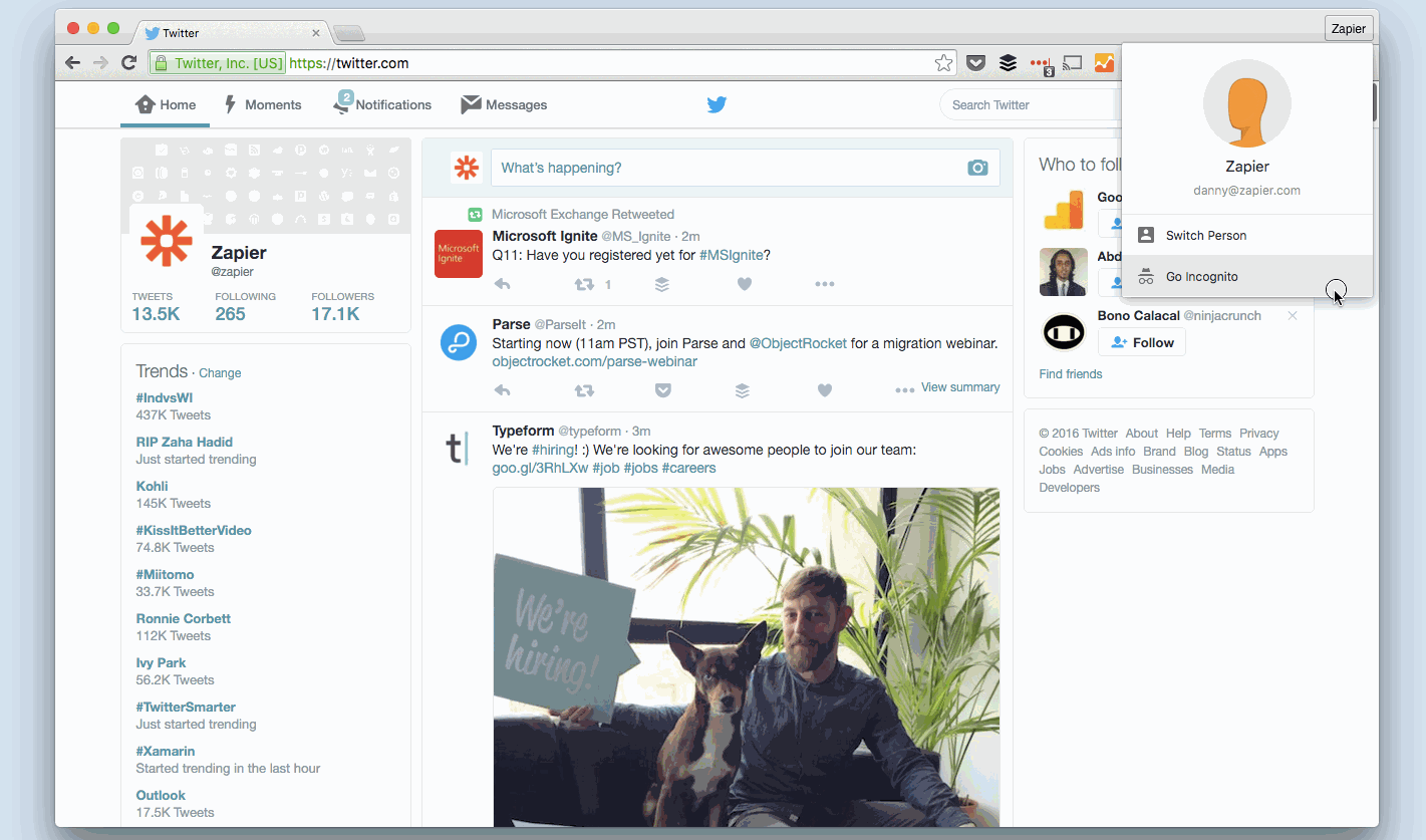 Chrome Incognito mode