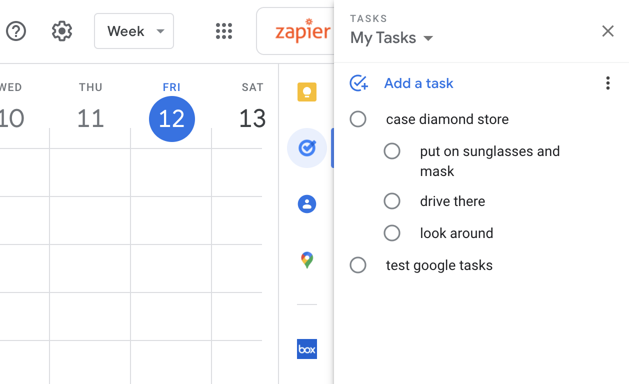 Google Tasks screenshot