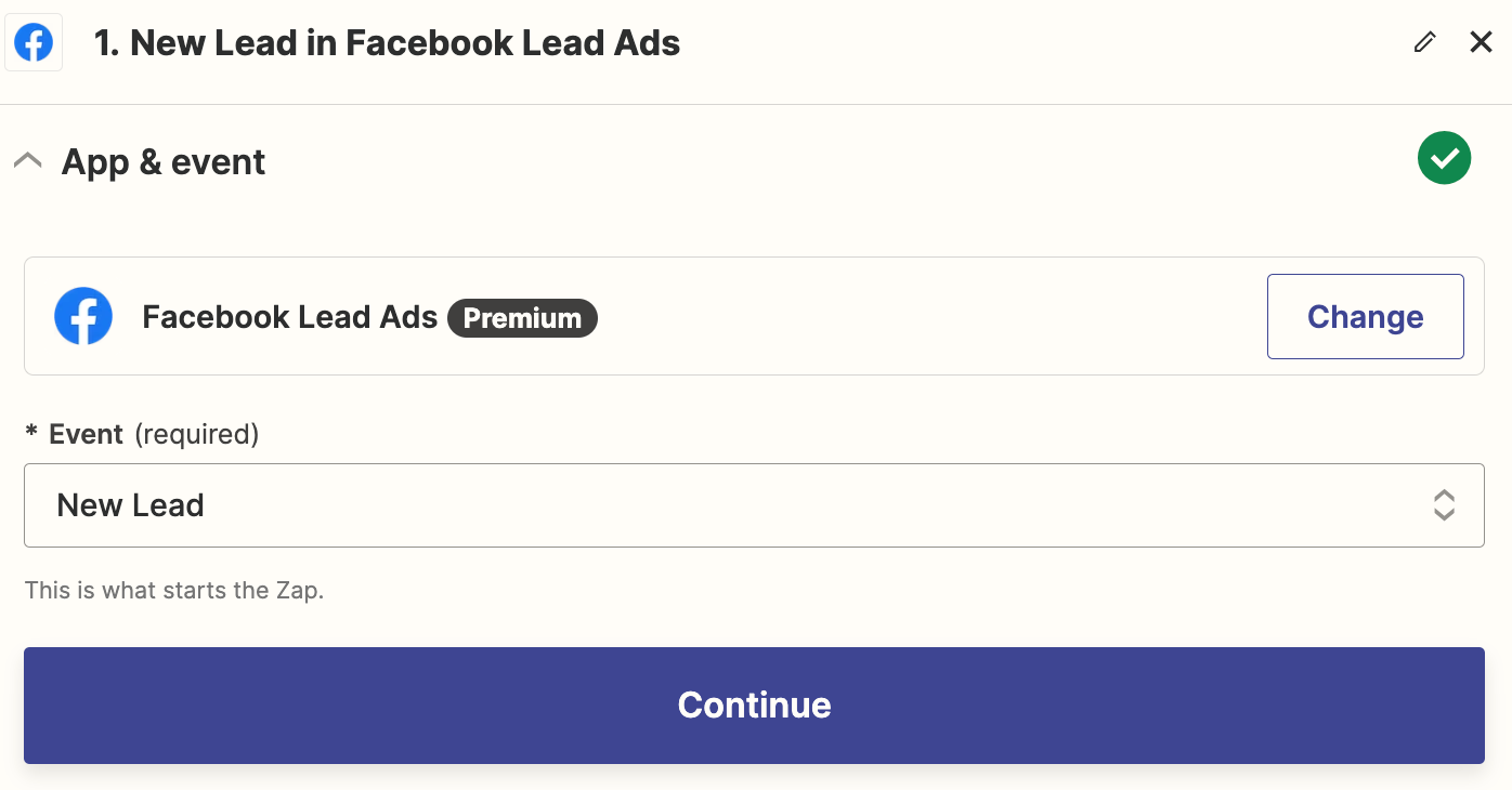 Screenshot of facebook lead ads