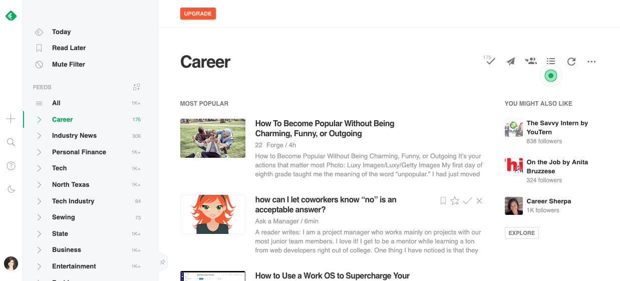 My Feedly account is a collection of RSS feeds from sites I regularly read. 