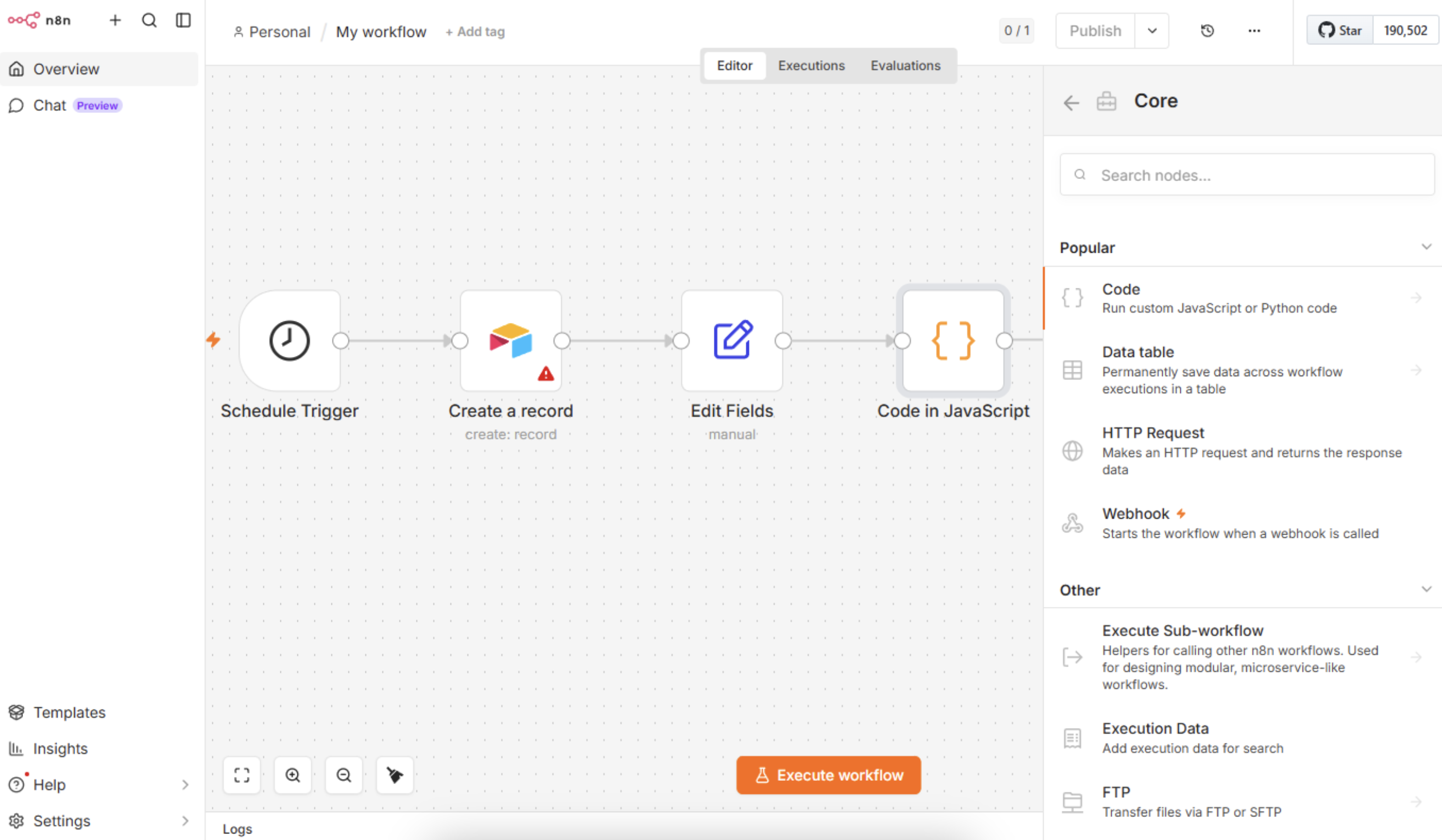A screenshot of the n8n automation builder.