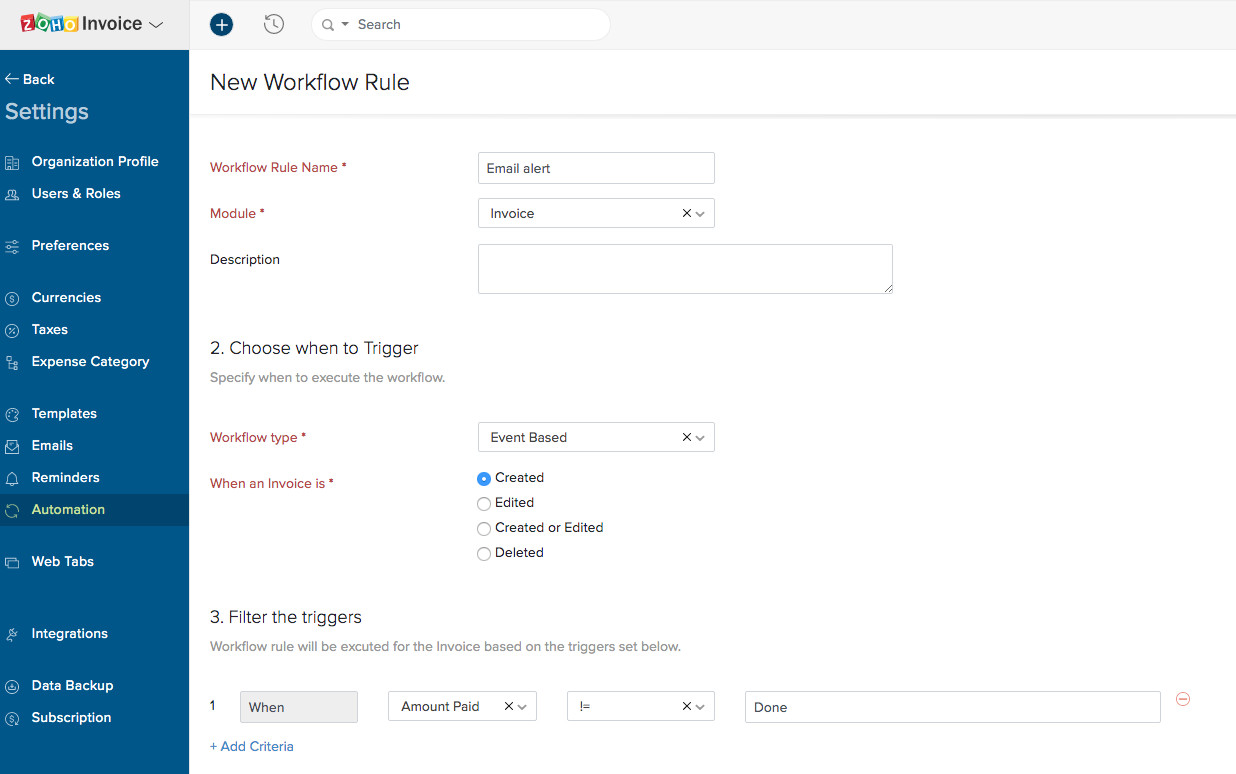 zoho invoice setting up portal already setup