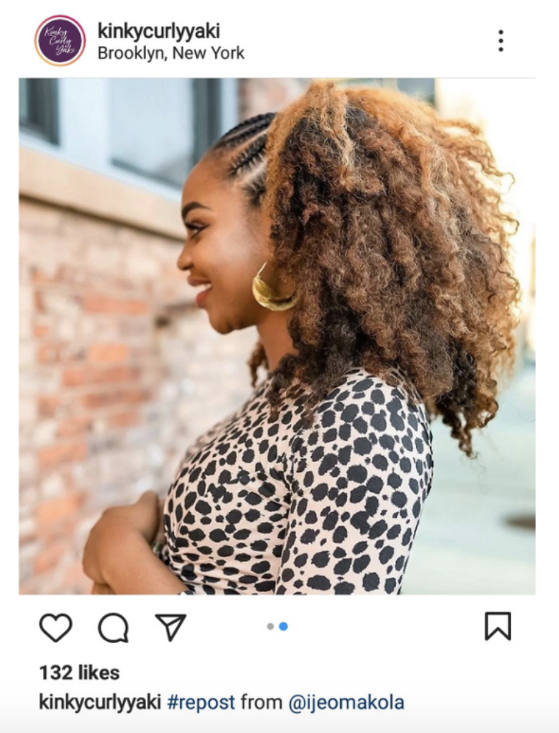 Vivian reposting a customer's post on Instagram