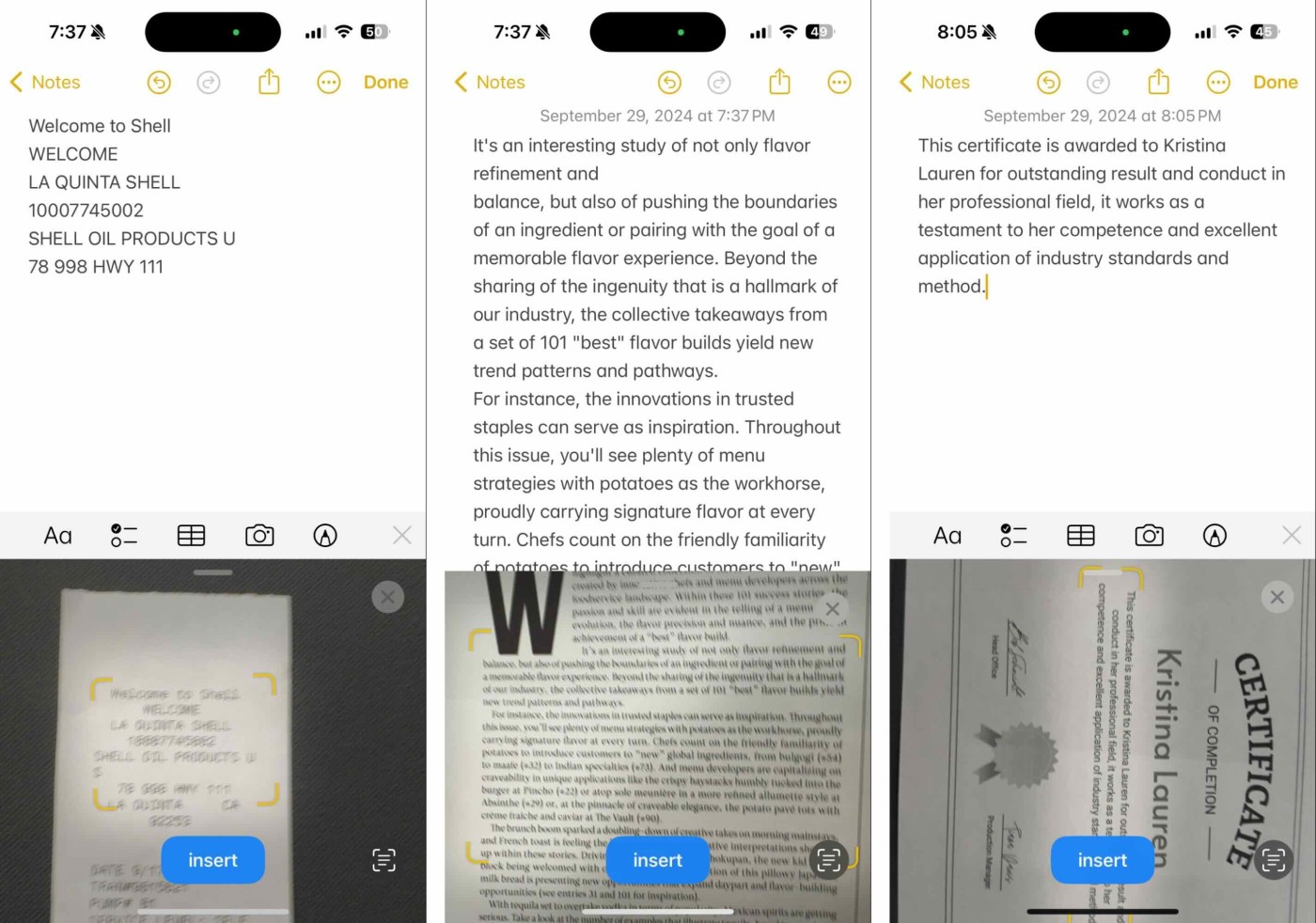 Apple Notes, our pick for the best mobile scanning app for iPhone users