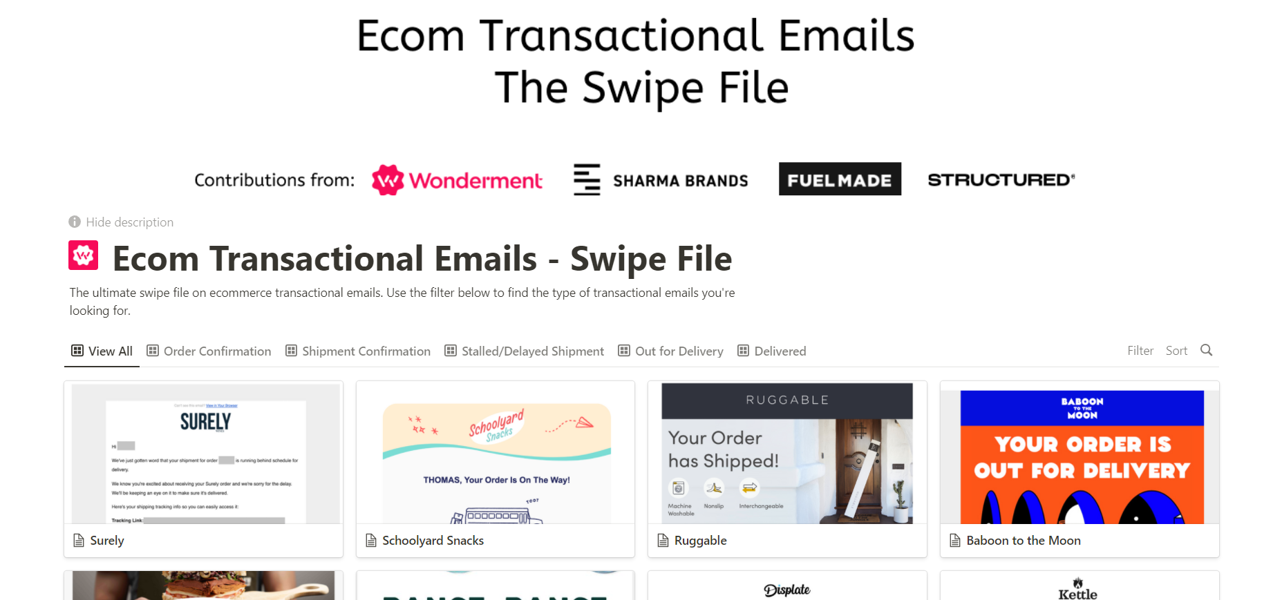 An example of a swipe file in Notion