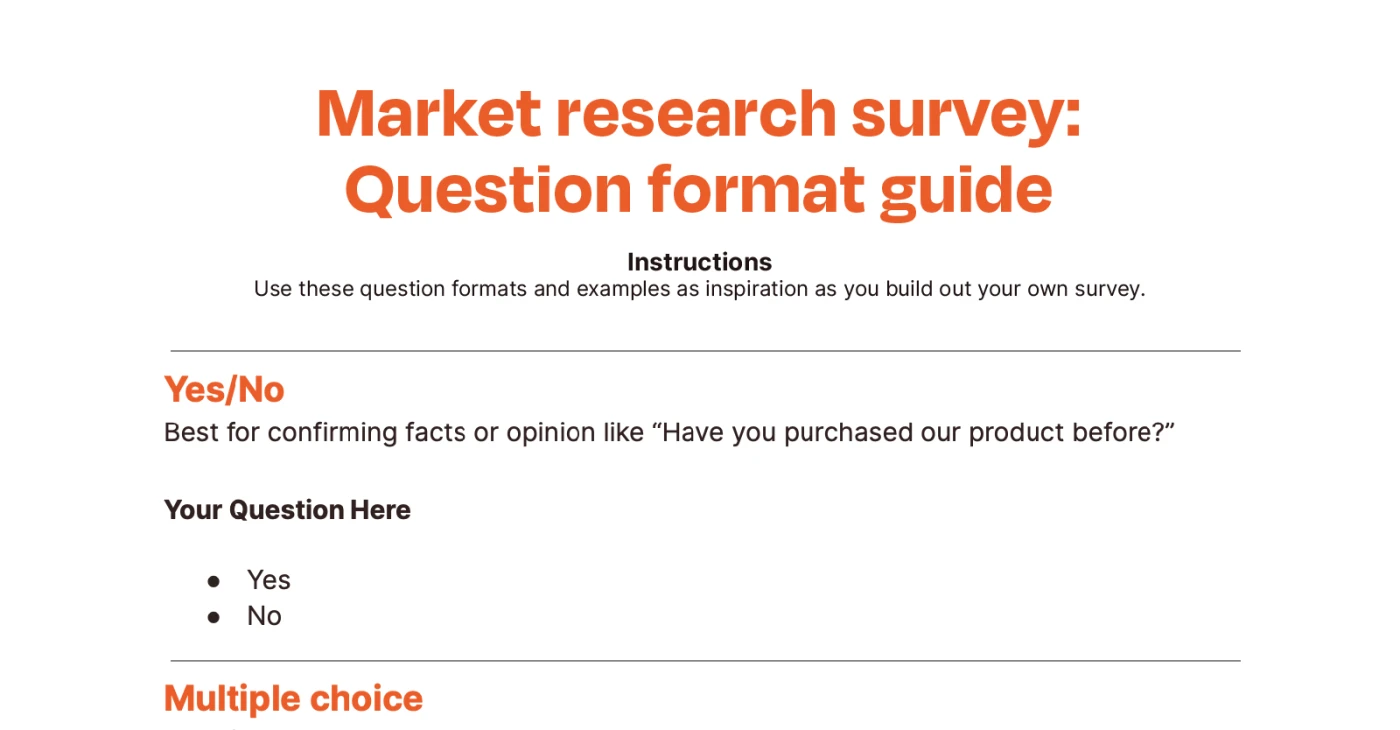 Screenshot of Zapier's market research survey question format guide