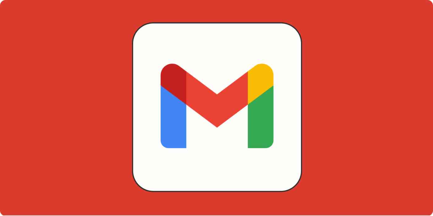 A hero image for Gmail app tips with the Gmail logo on a red background