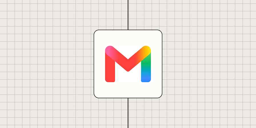 Gmail app logo against a beige checkered background.