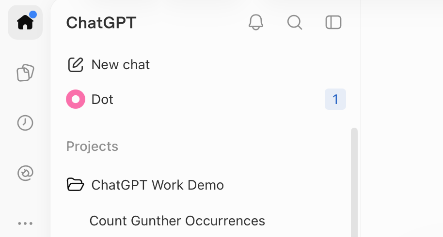 A dot in the ChatGPT sidebar