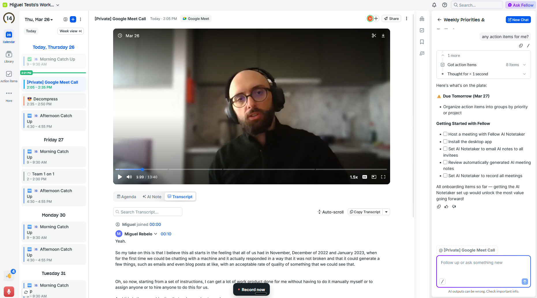 Fellow, our pick for the best AI meeting assistant for native integrations