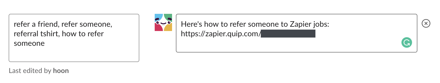 Slackbot response for referrals