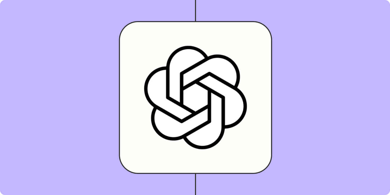 Hero image of the OpenAI app logo on a light purple background.