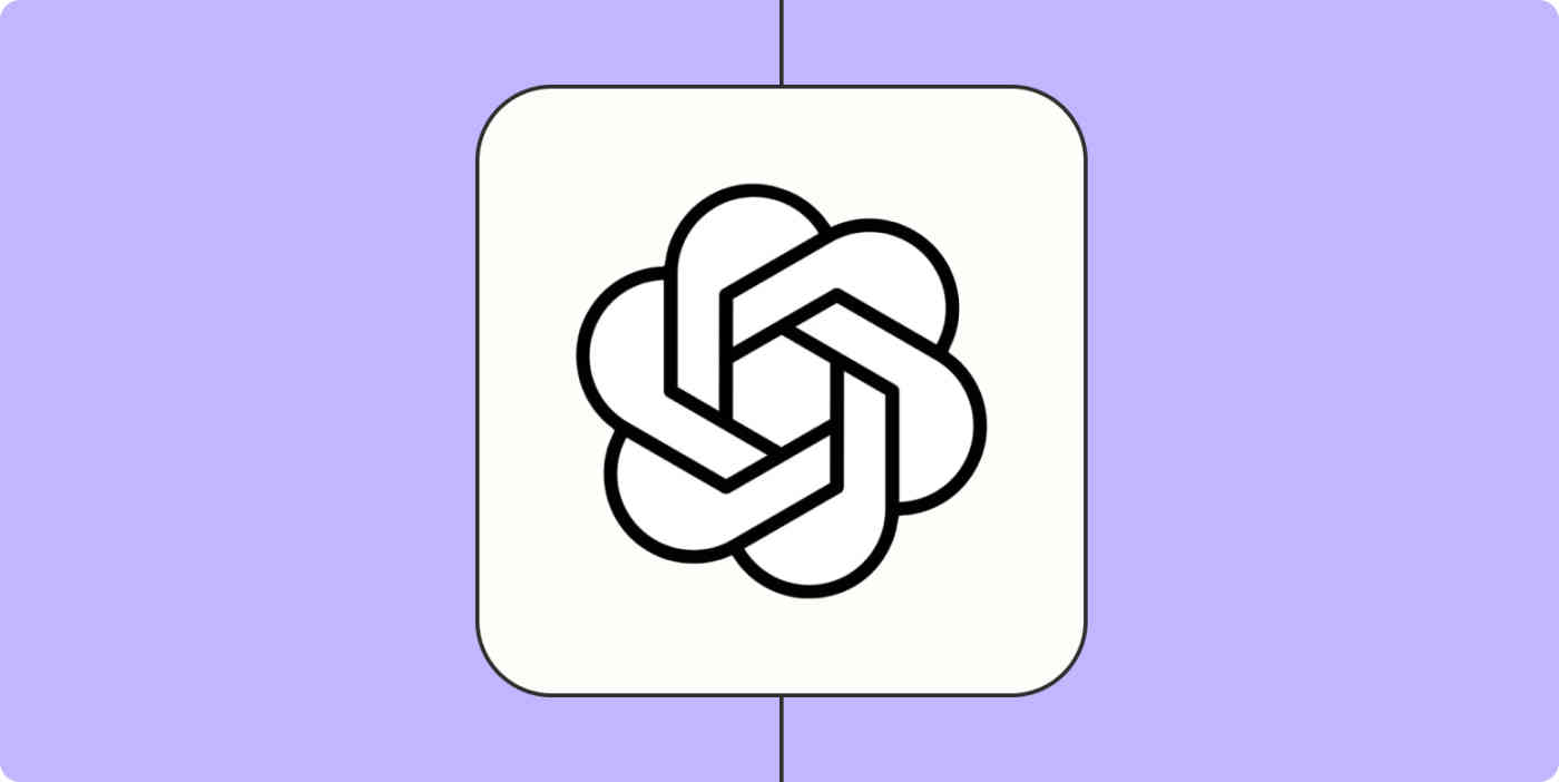 Hero image of the OpenAI app logo on a light purple background.