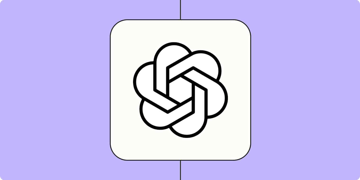 Hero image of the OpenAI app logo on a light purple background.