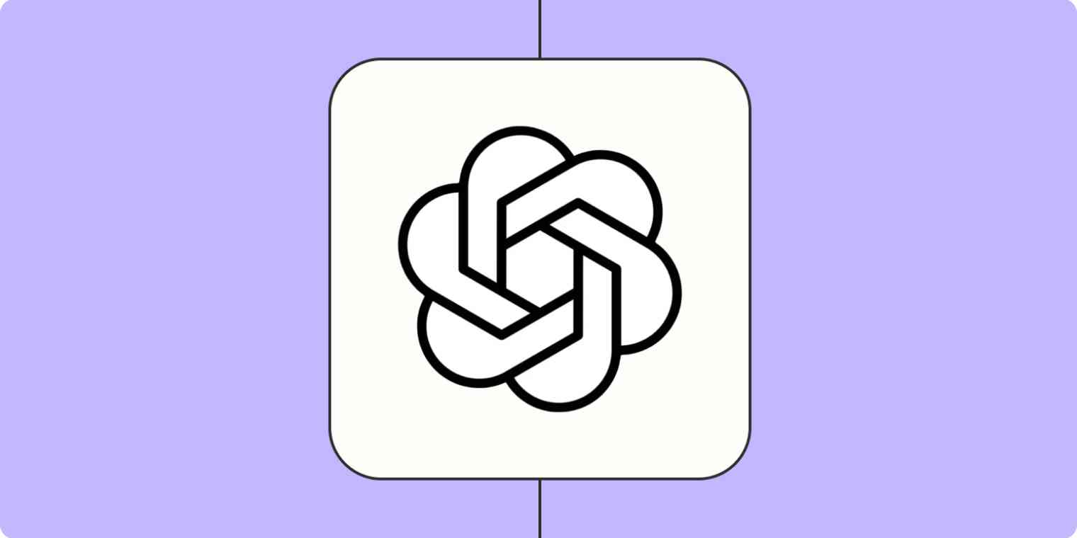 Герой изображение на логото на приложението Openai на светло лилав фон