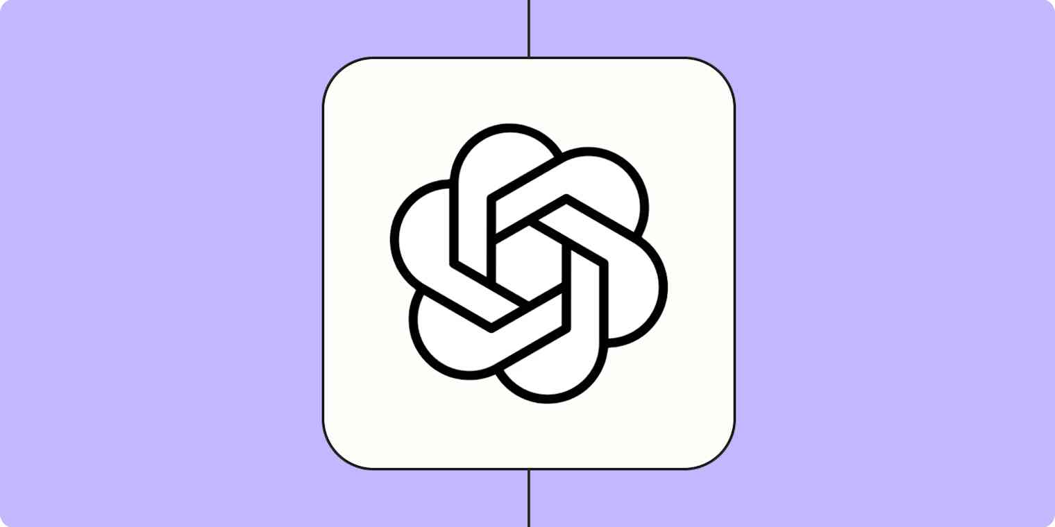 Hero image of the OpenAI app logo on a light purple background.