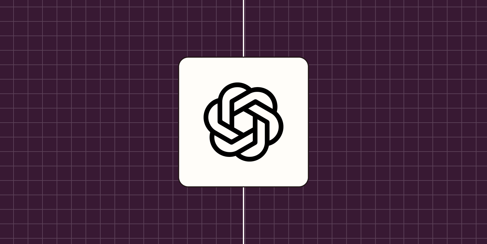 OpenAI logo against a dark purple background.