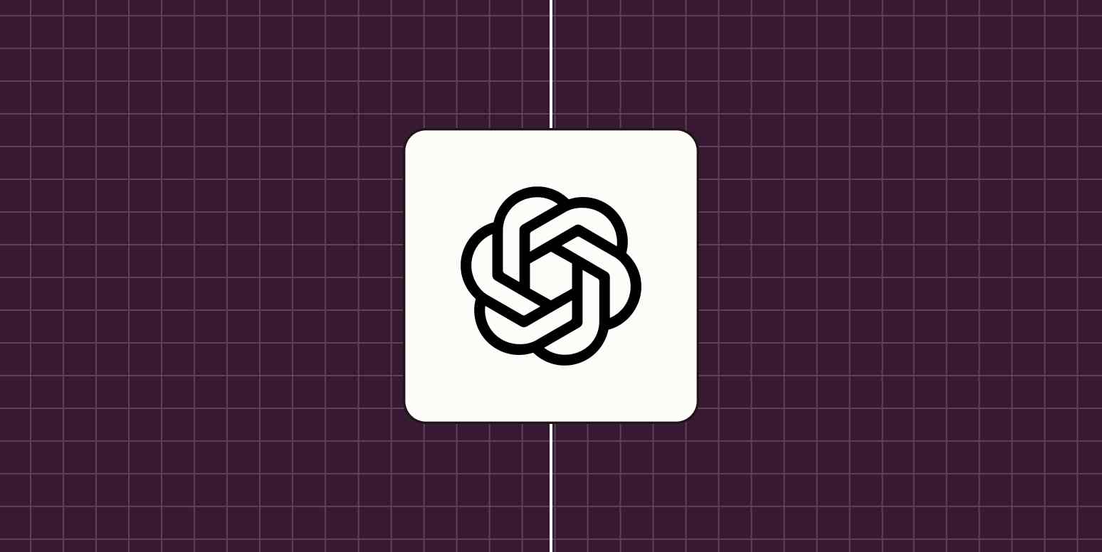 OpenAI logo against a dark purple background.