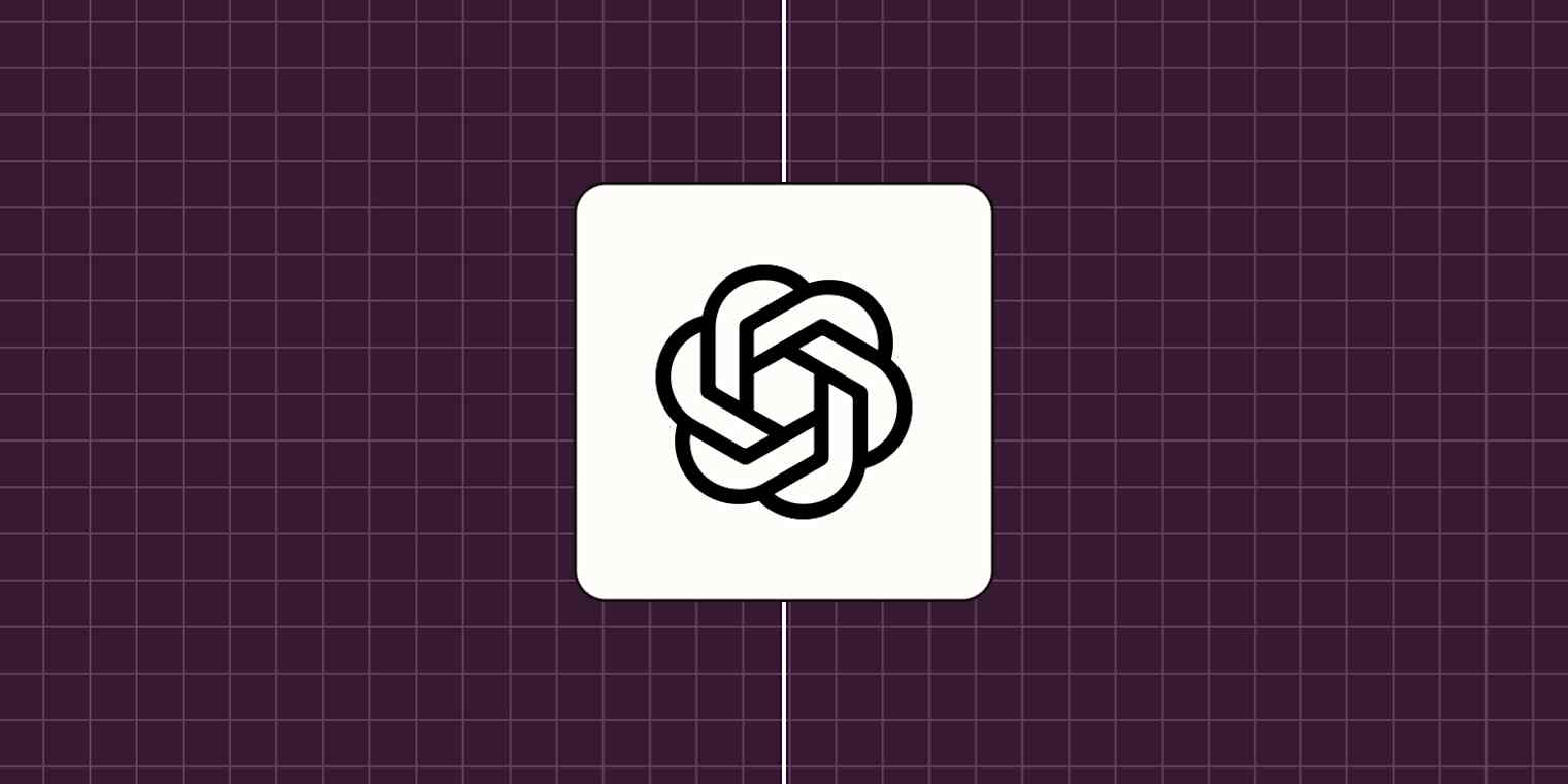 OpenAI logo against a dark purple background.