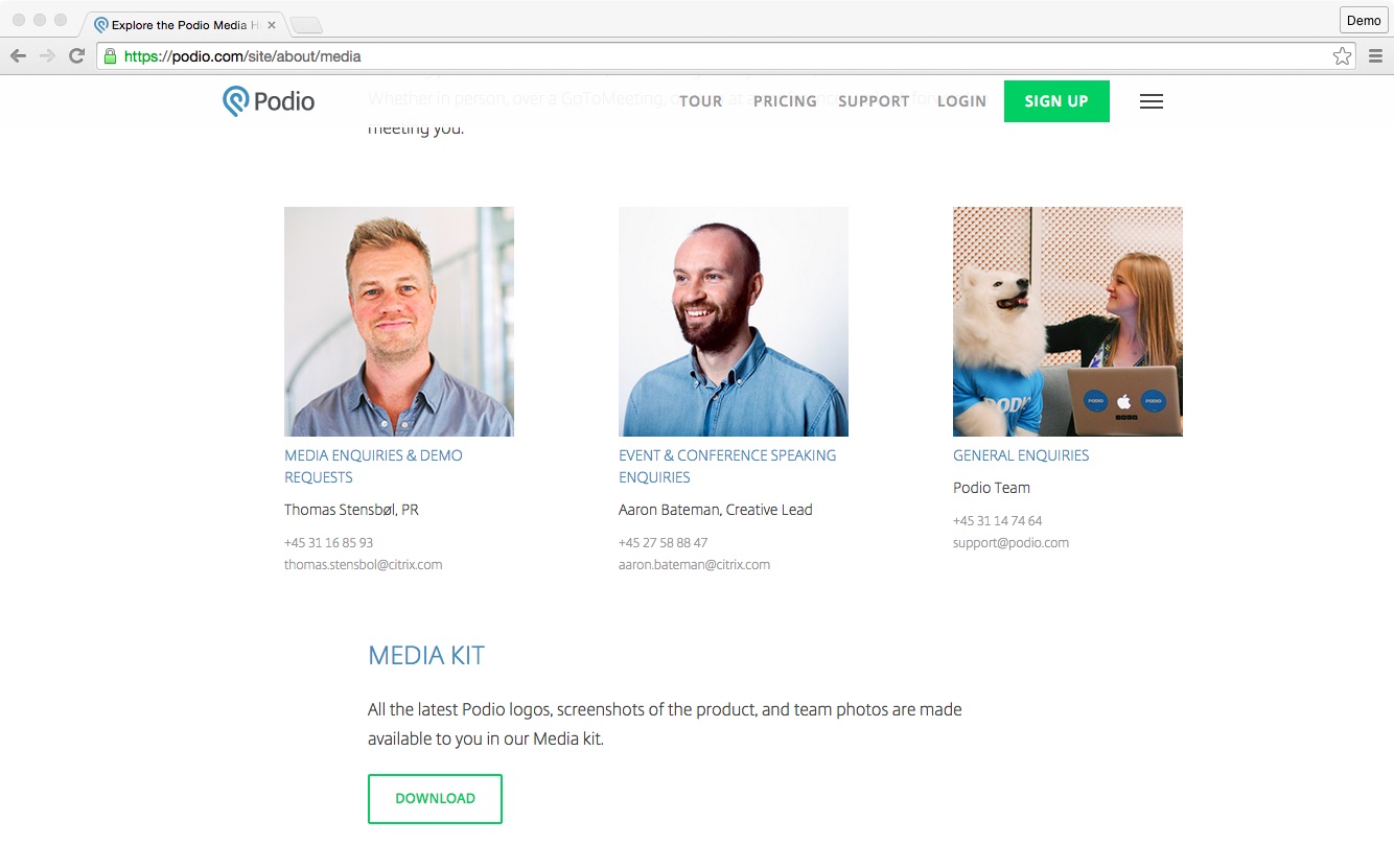 Podio media kit