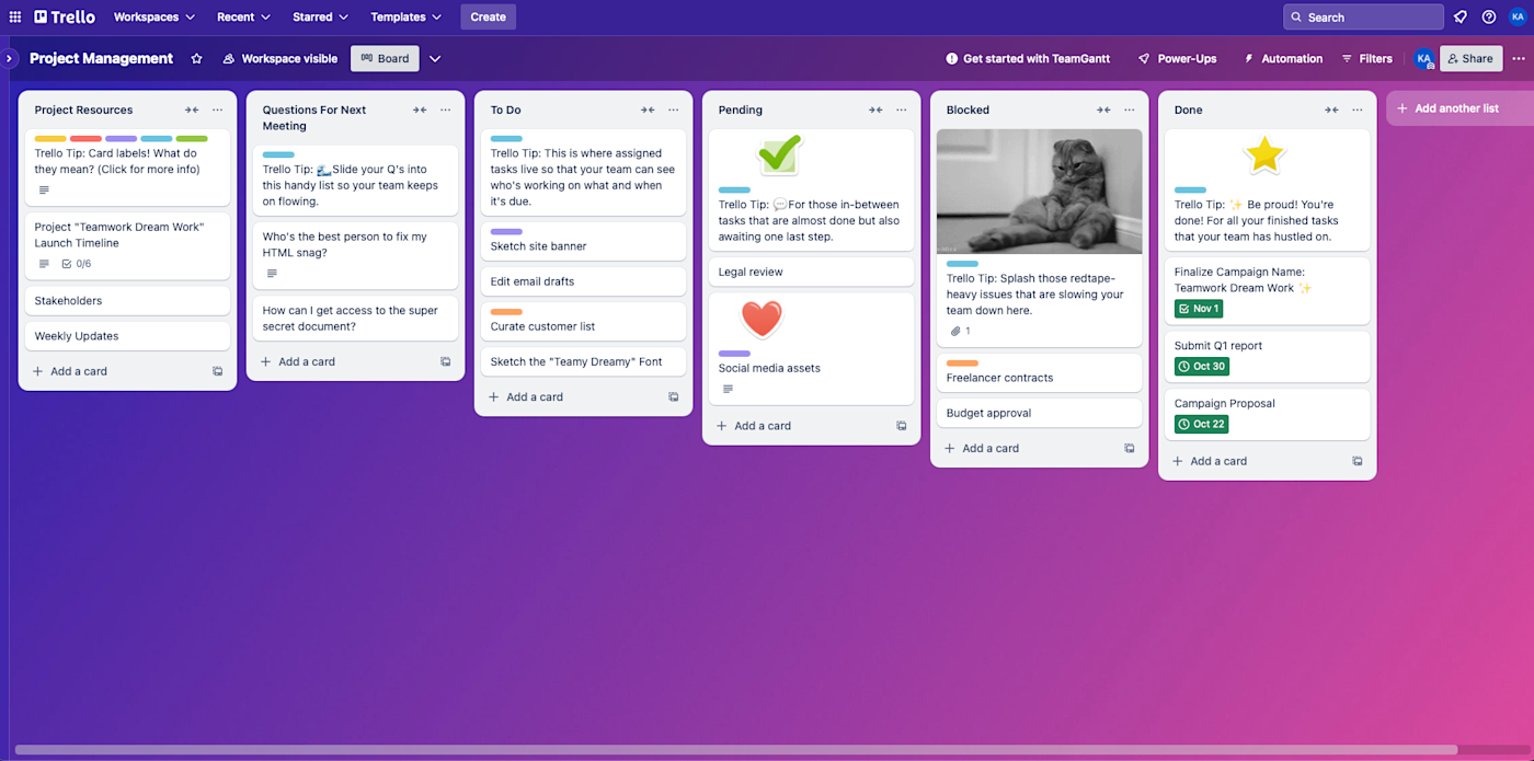 Trello, our pick for the best free project management software for visually managing projects