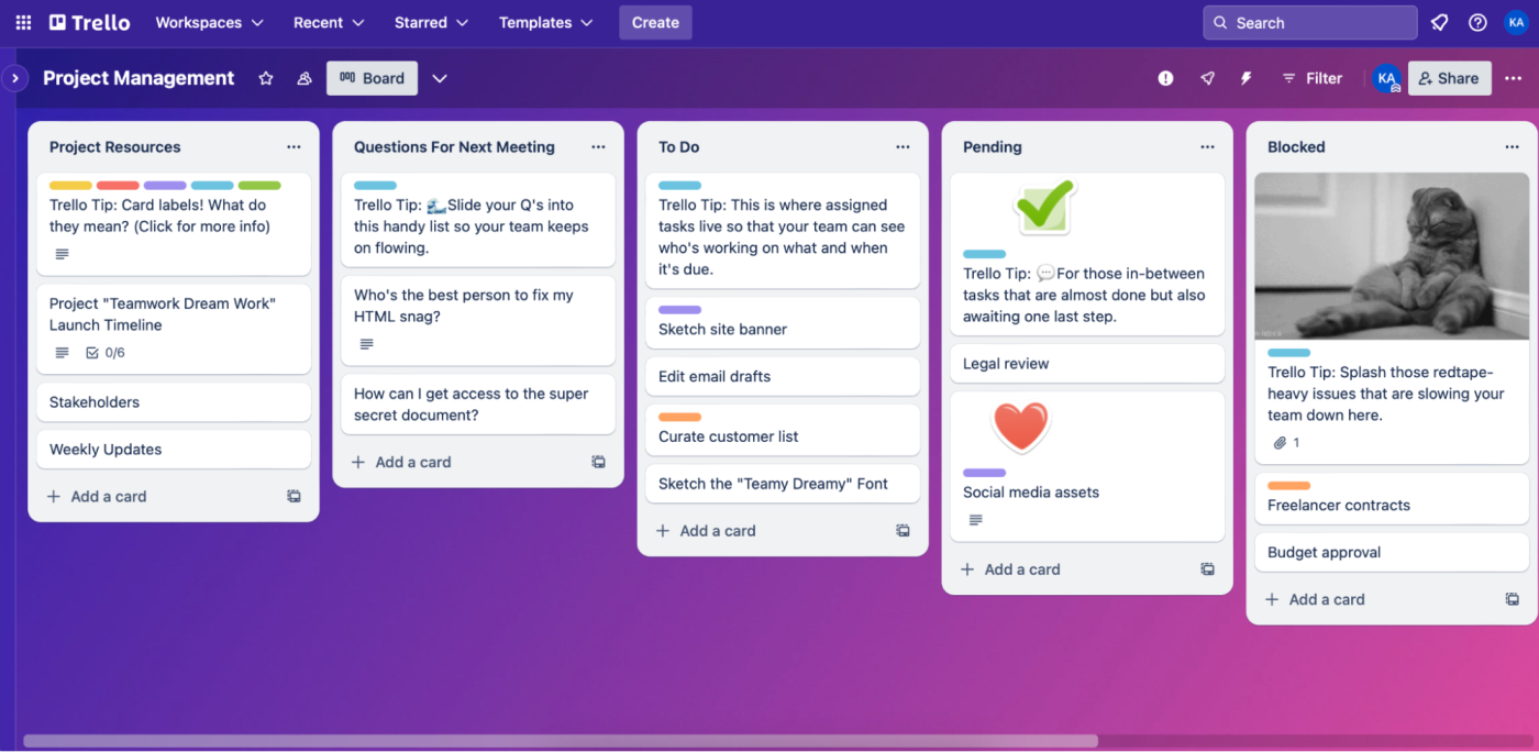 Trello, our pick for the best free project management software for visually managing projects