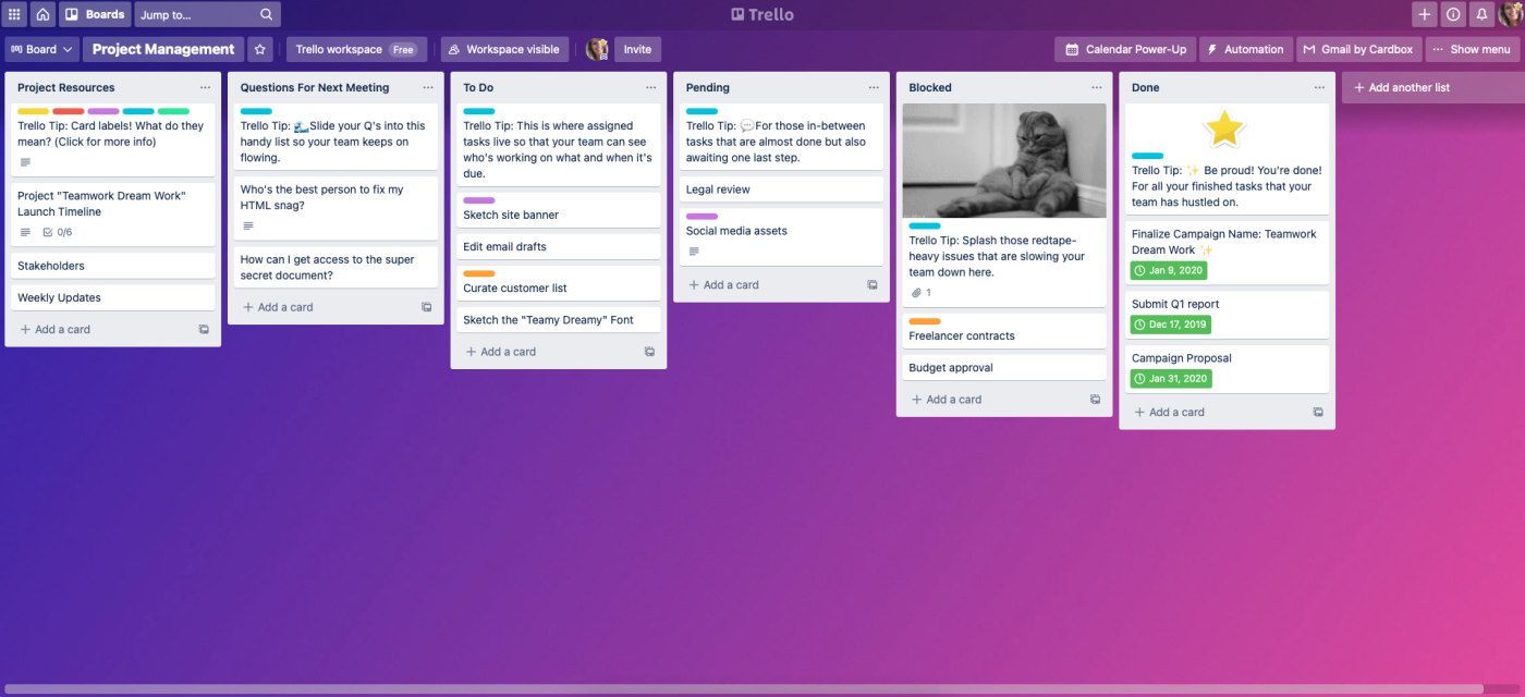 Trello interface