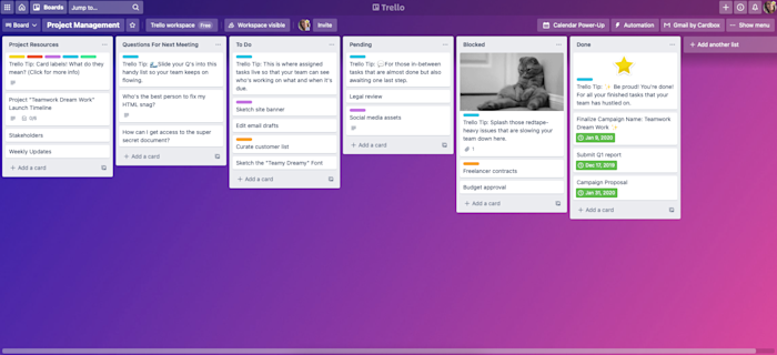 Trello interface