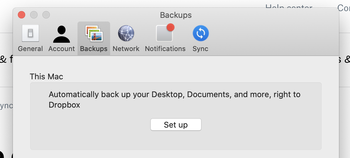 Manage backup in Dropbox