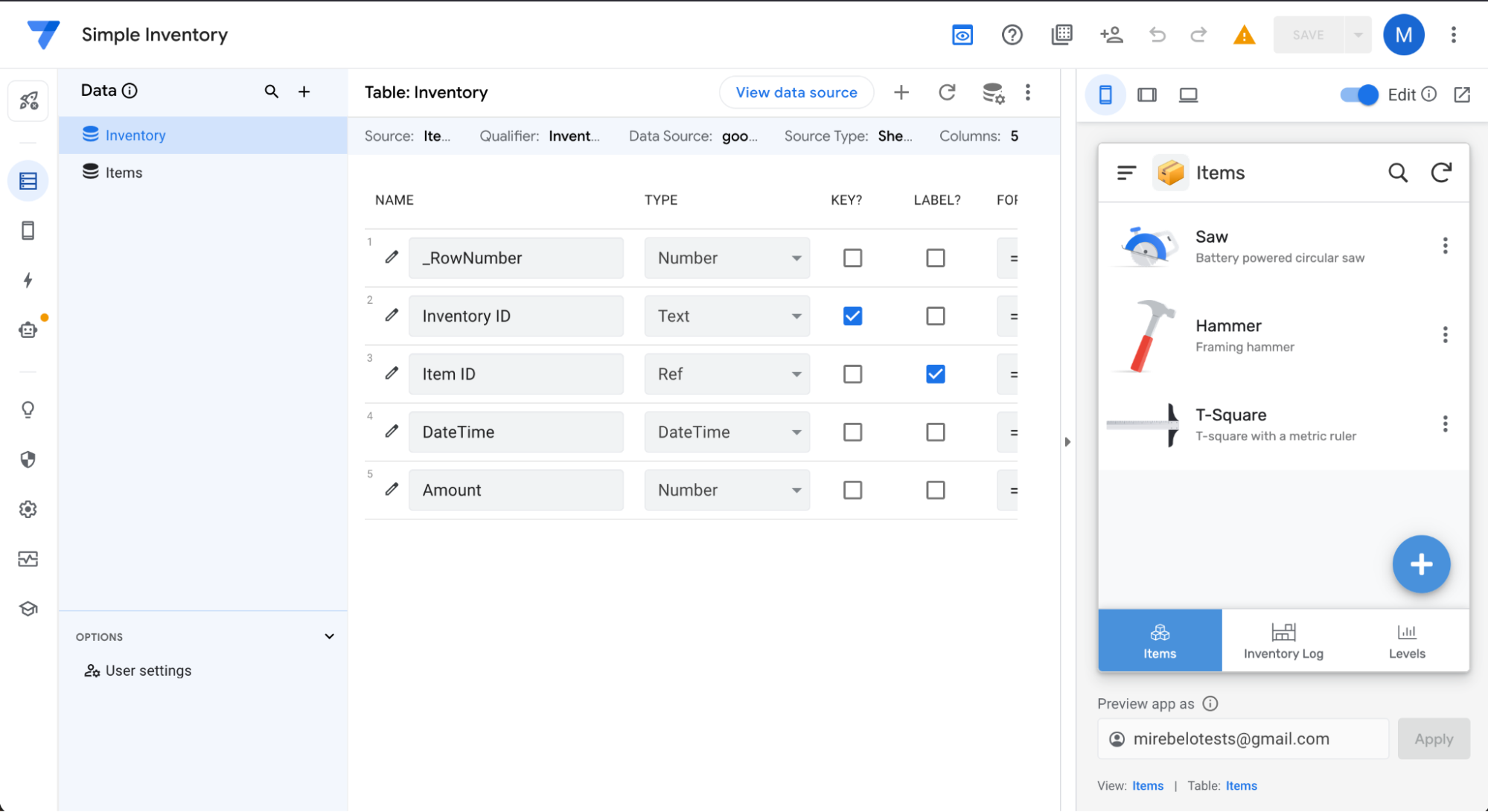 Google AppSheet, our pick for the best database-powered app builder for building apps for all devices