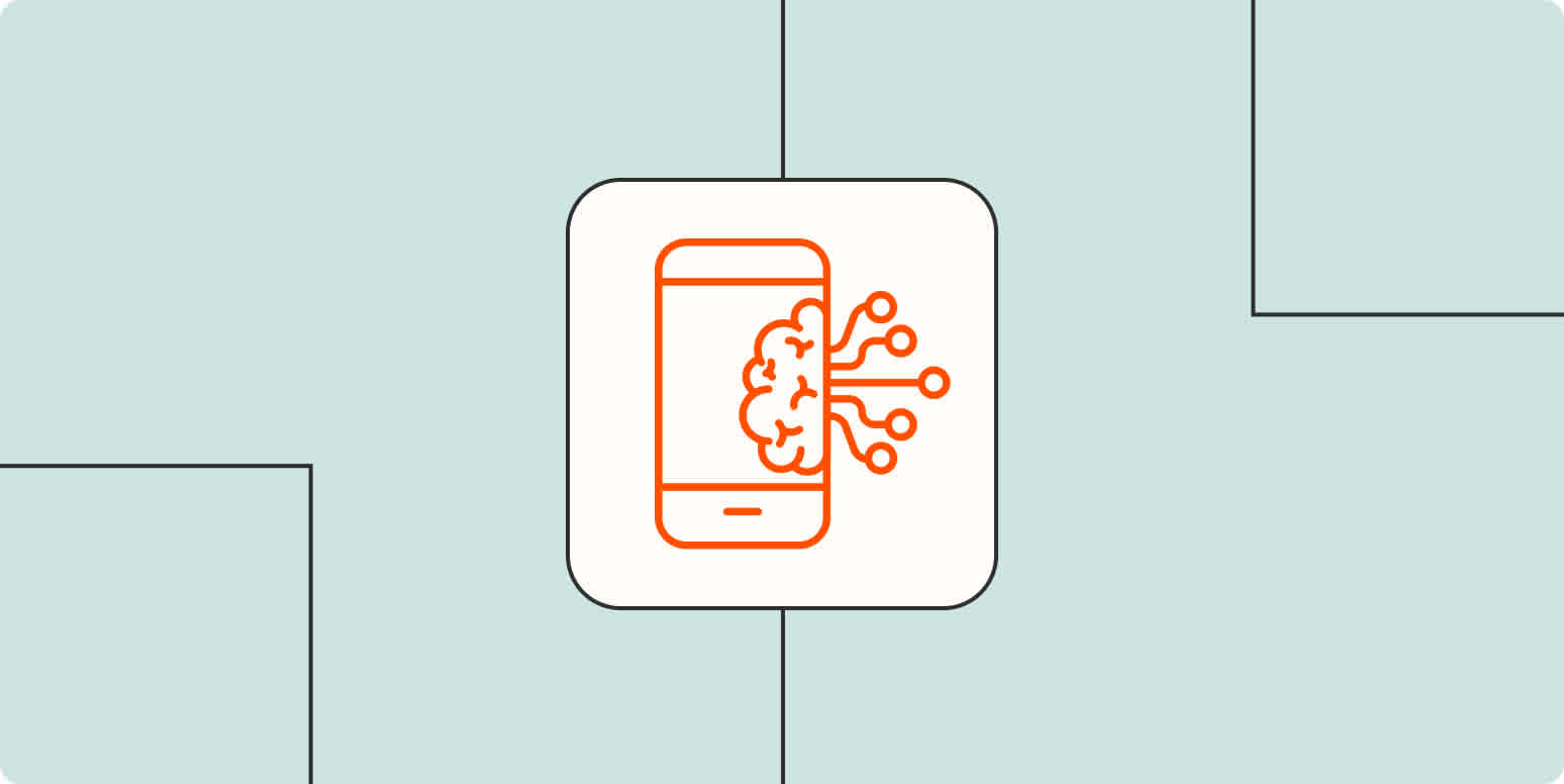 Hero image with an icon representing AI on a mobile phone
