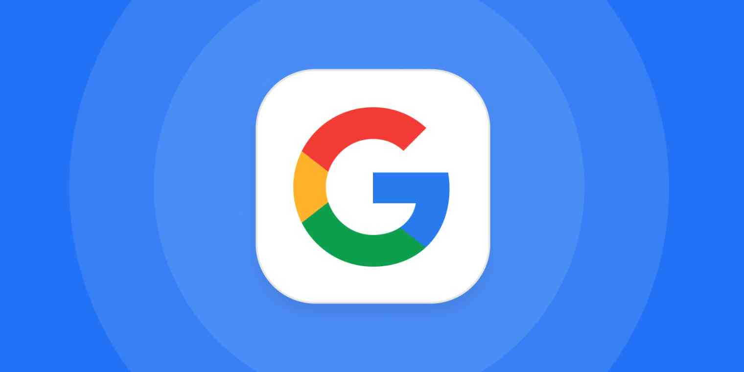 A hero image for Google app tips with the Google logo on a blue background