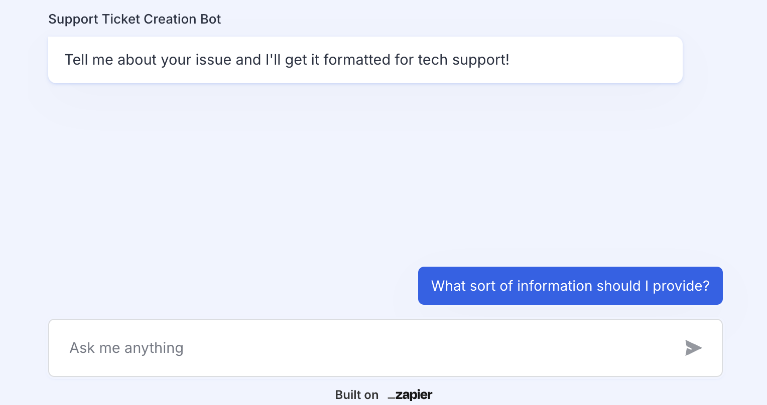 A screenshot of the tech support email generator
