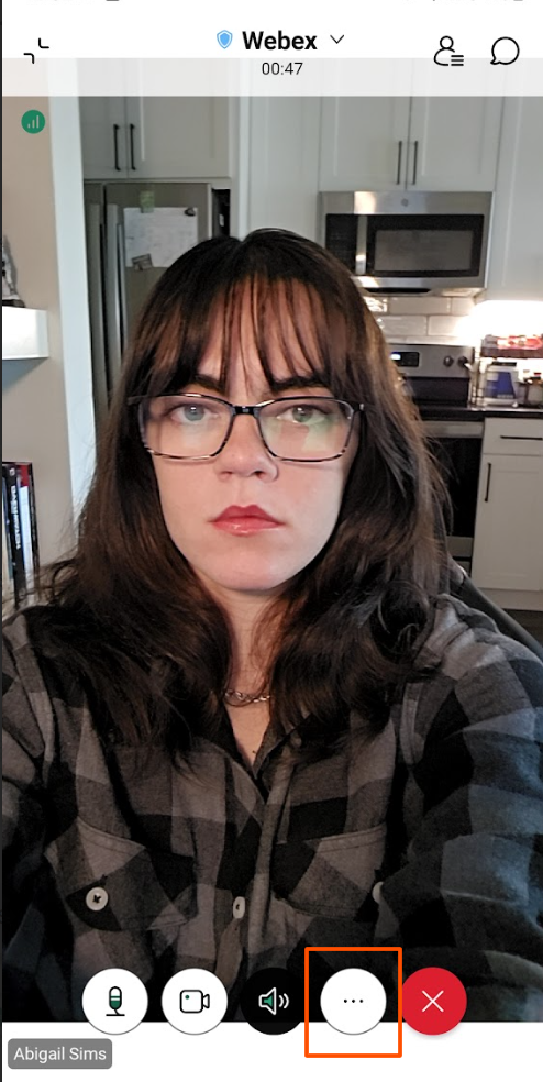 Screenshot of video options during a call on webex app