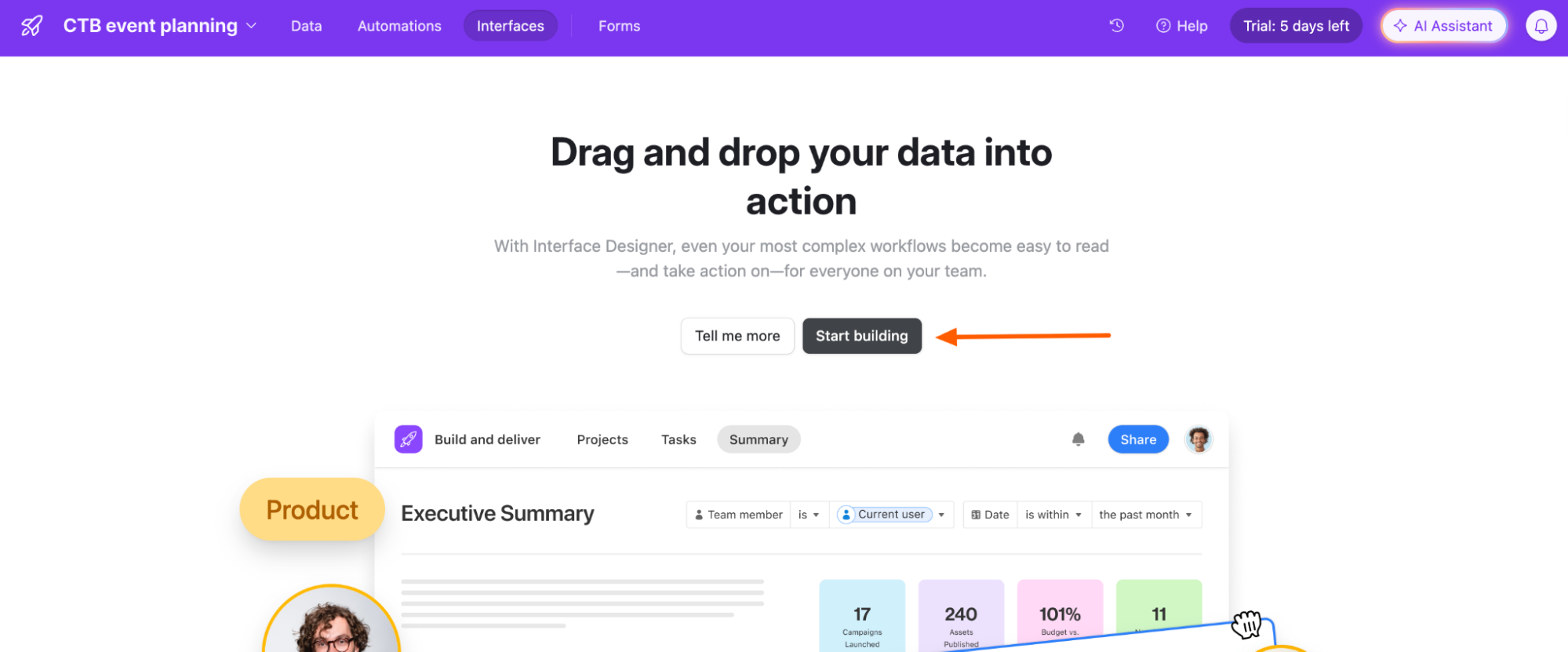 How to start building an Airtable form using interfaces. 