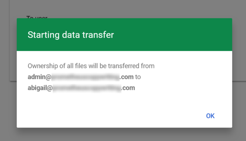 Screenshot of data transfer screen