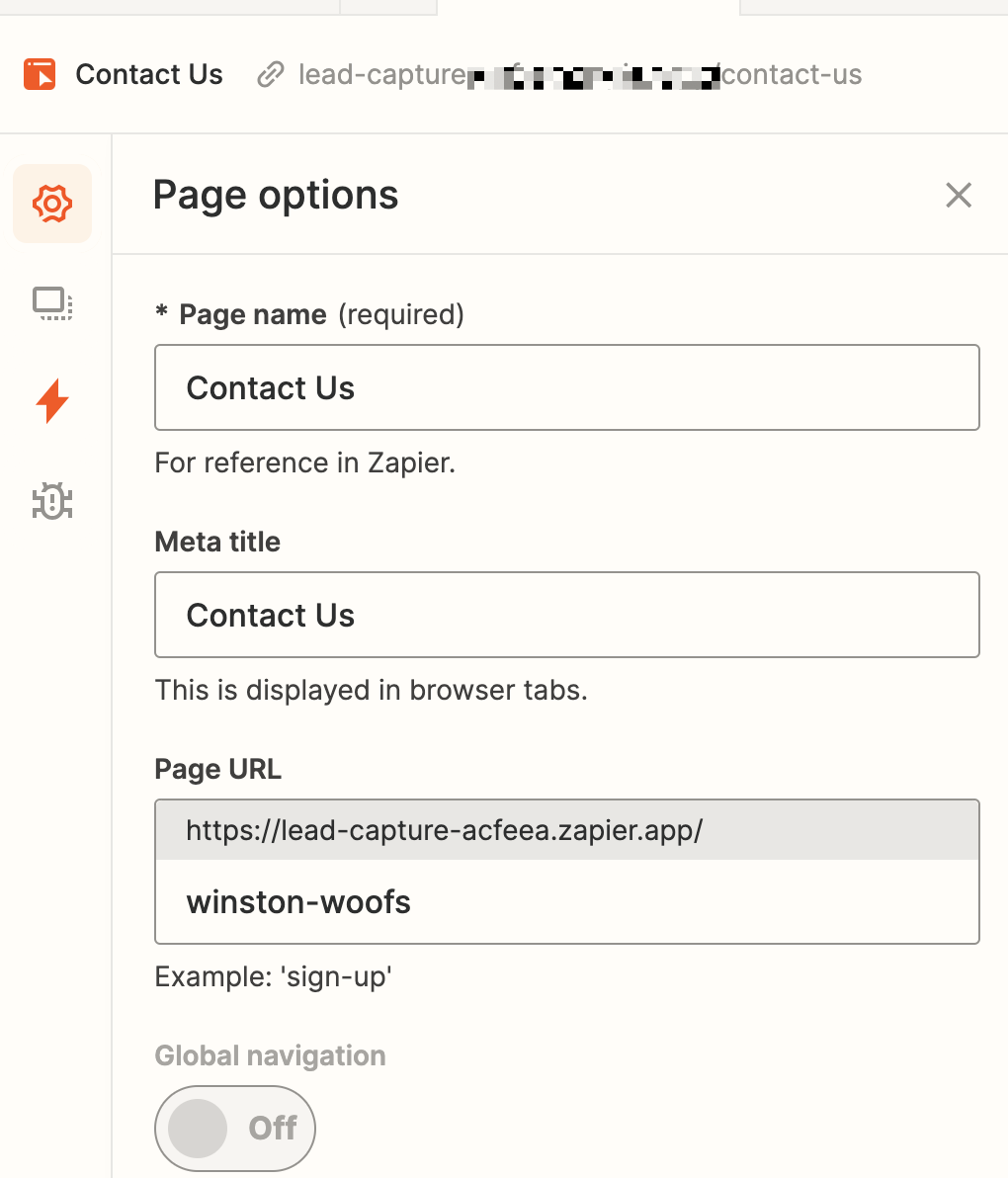 Screenshot of settings and page options within Interfaces