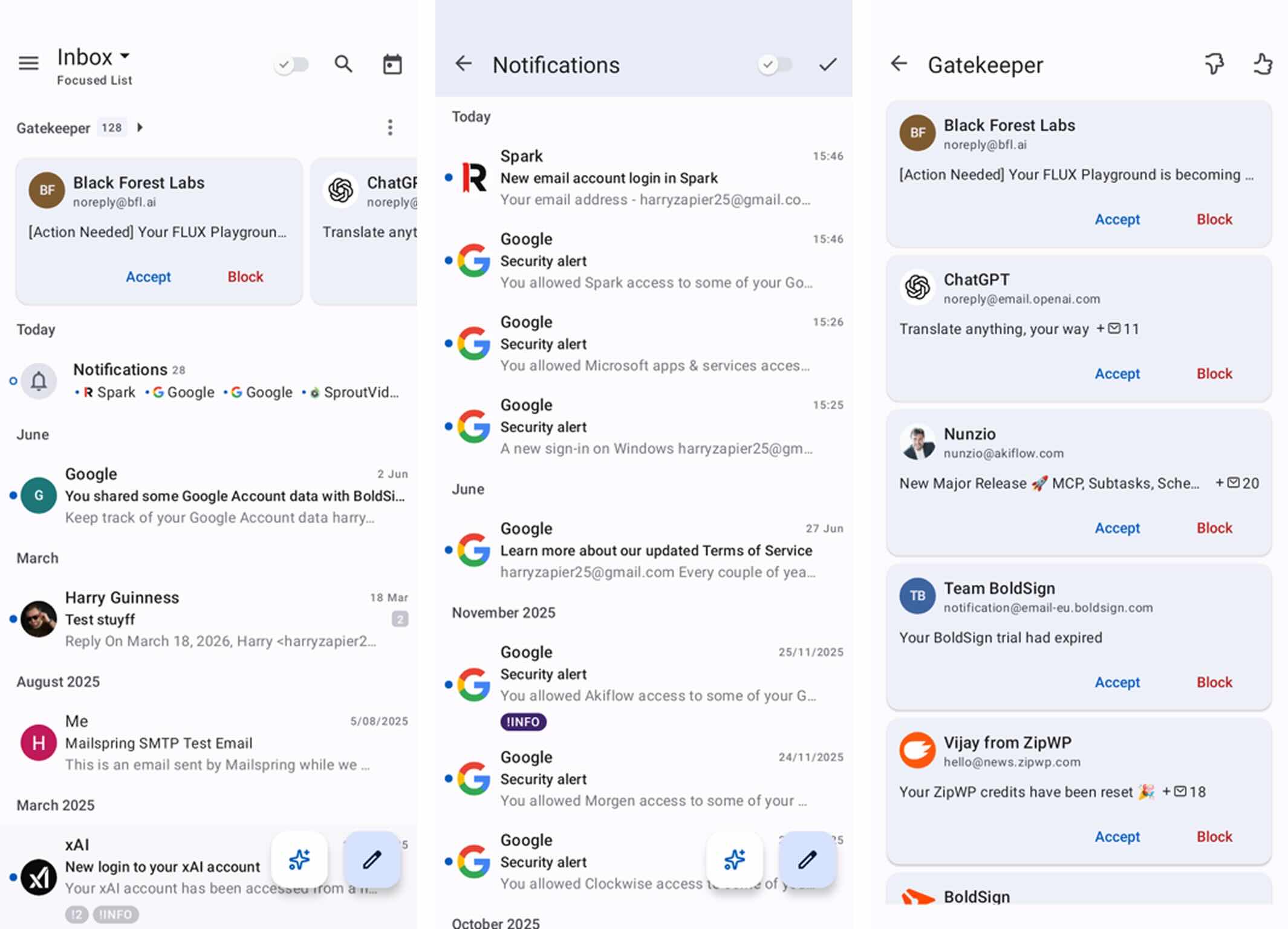 Spark, our pick for the best email app for a Gmail alternative for Android
