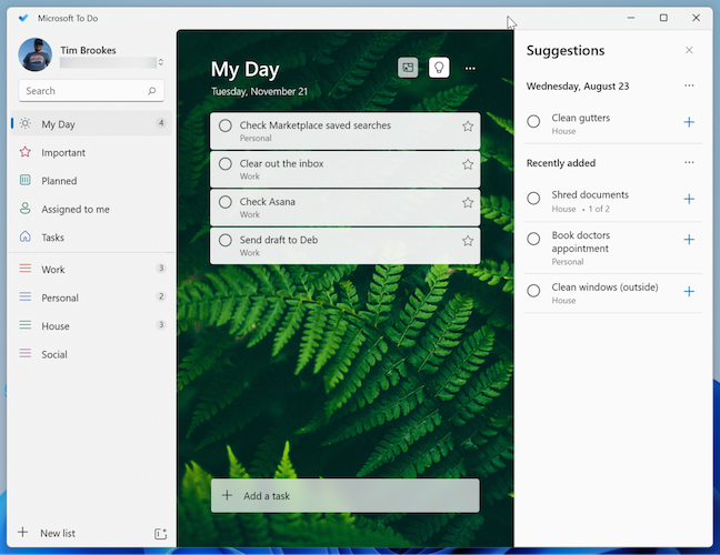 Microsoft To Do, our pick for the best Windows productivity app for task management