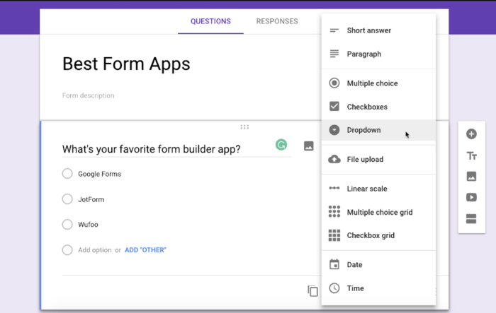 Google Forms screenshot