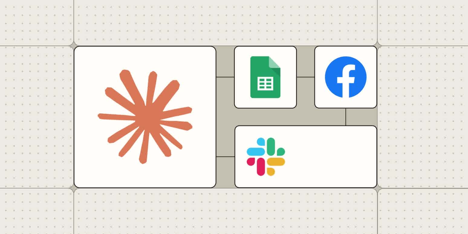 A hero image of the Anthropic Claude app logo connected to other app logos on a light blue background.