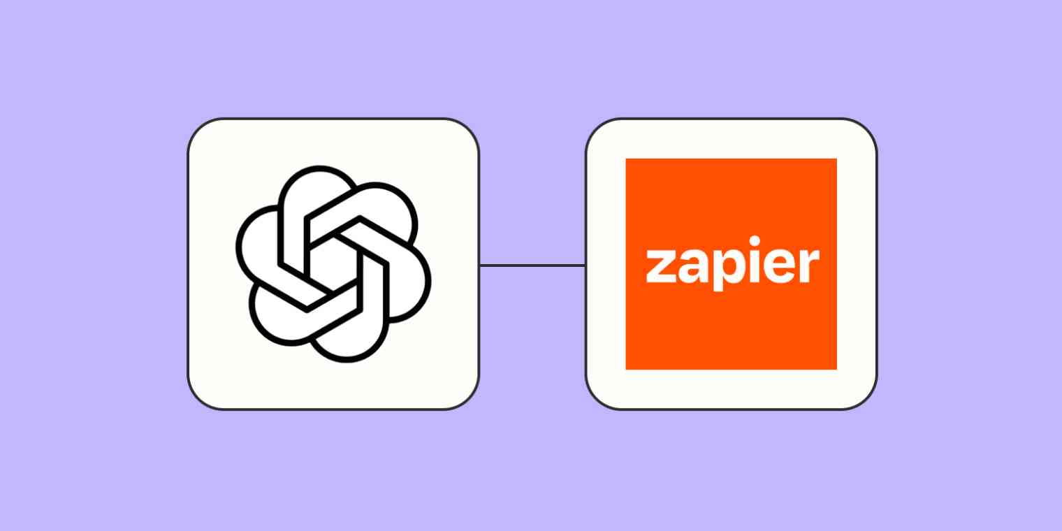 Screenshot of OpenAI logo and Zapier logo on a purple background