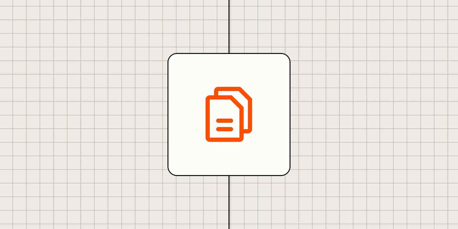 Hero image with an icon representing a document or brief