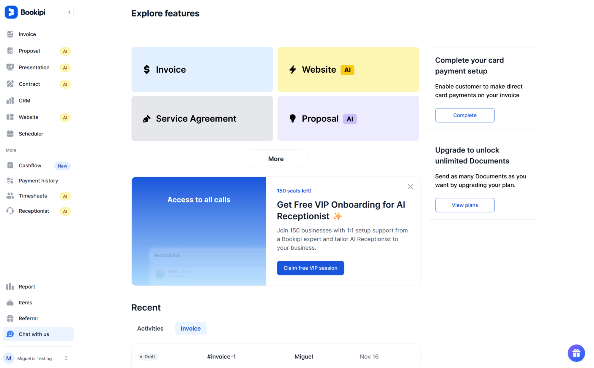 Bookipi, our pick for the best invoice app for sending invoices from Gmail